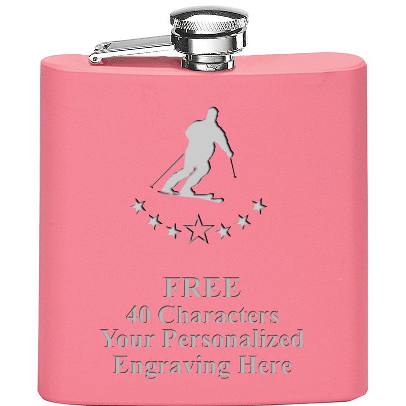 6OZ PINK STAINLESS STEEL FLASK