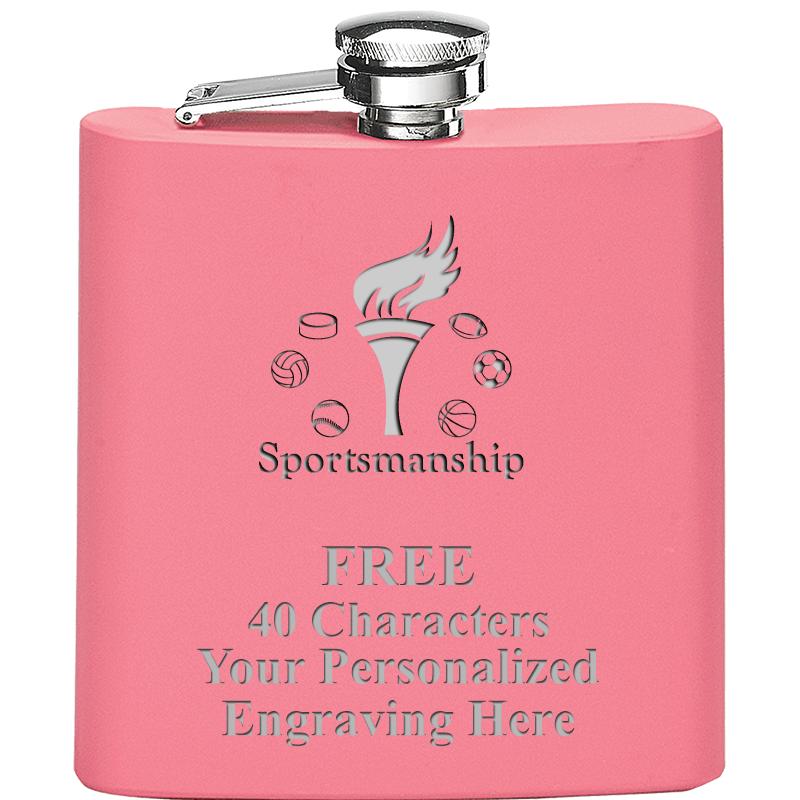 6OZ PINK STAINLESS STEEL FLASK