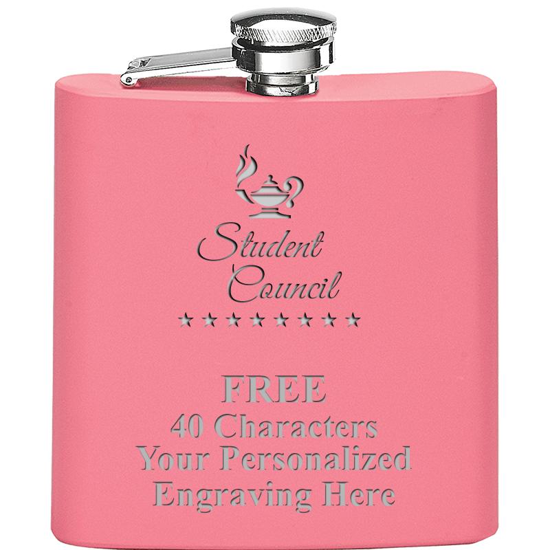 6OZ PINK STAINLESS STEEL FLASK