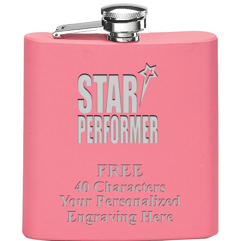 6OZ PINK STAINLESS STEEL FLASK