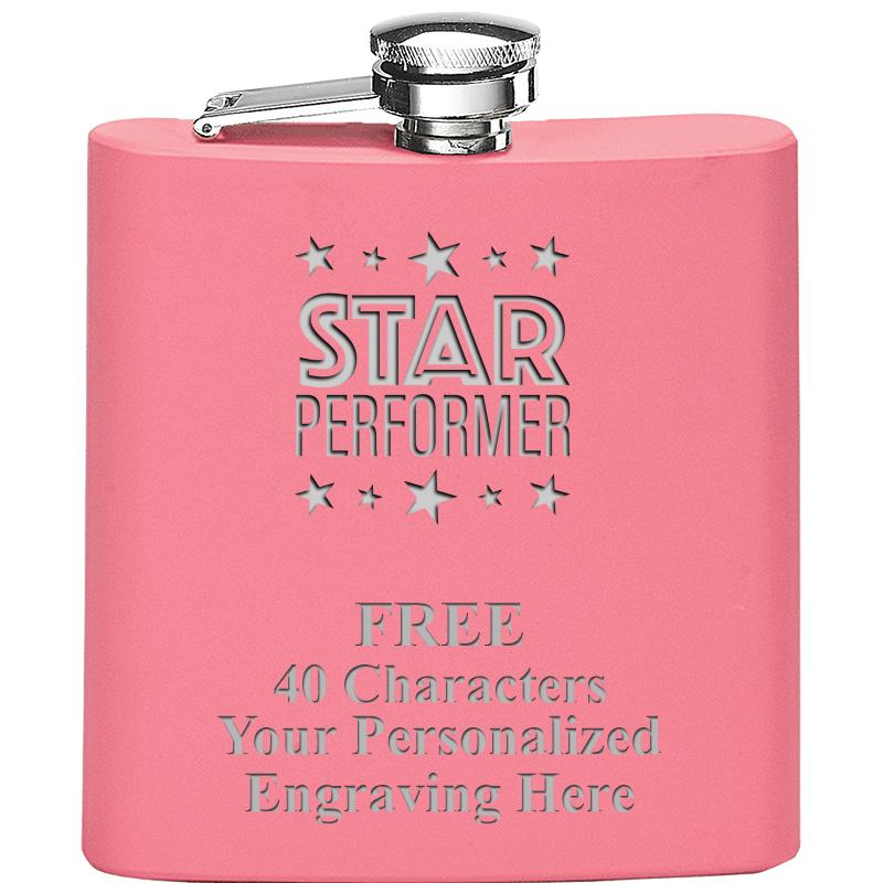 6OZ PINK STAINLESS STEEL FLASK