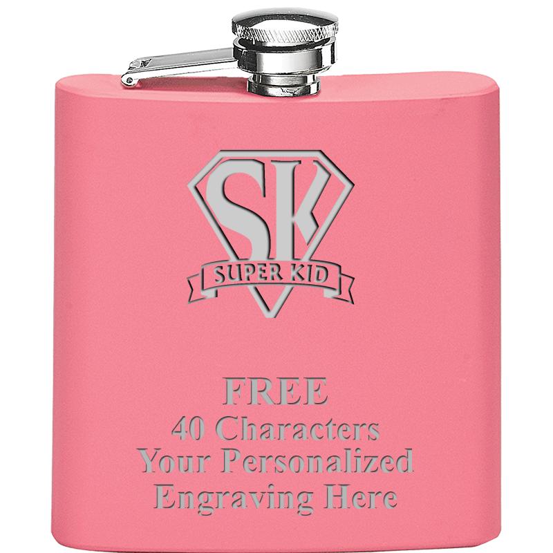 6OZ PINK STAINLESS STEEL FLASK