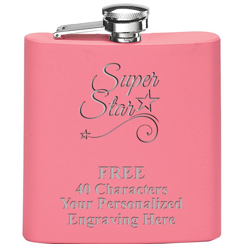 6OZ PINK STAINLESS STEEL FLASK