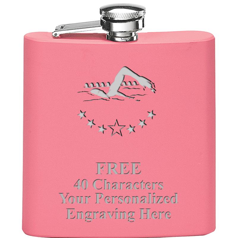 6OZ PINK STAINLESS STEEL FLASK