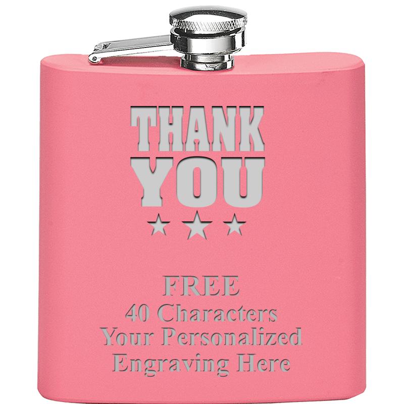 6OZ PINK STAINLESS STEEL FLASK