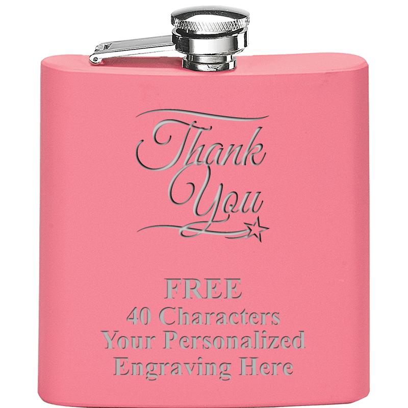 6OZ PINK STAINLESS STEEL FLASK