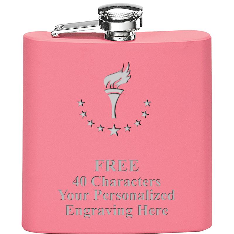 6OZ PINK STAINLESS STEEL FLASK