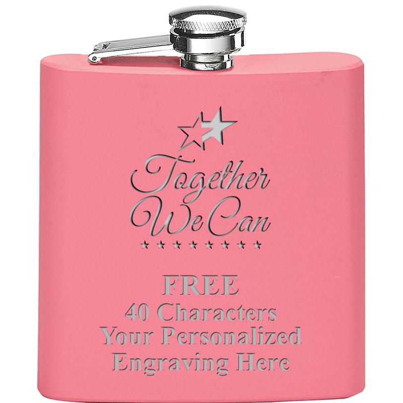 6OZ PINK STAINLESS STEEL FLASK
