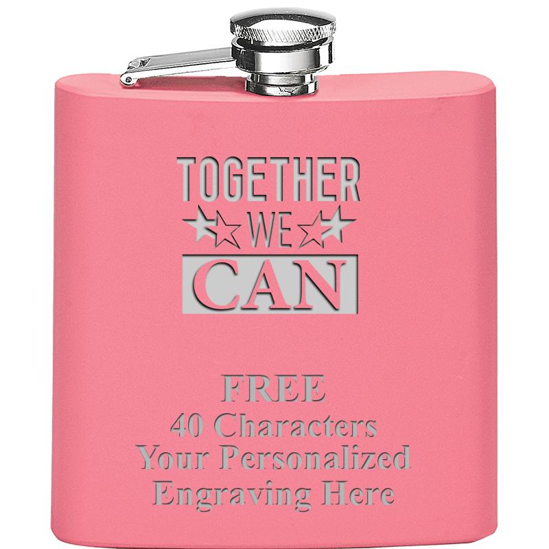 6OZ PINK STAINLESS STEEL FLASK