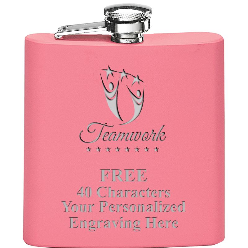 6OZ PINK STAINLESS STEEL FLASK