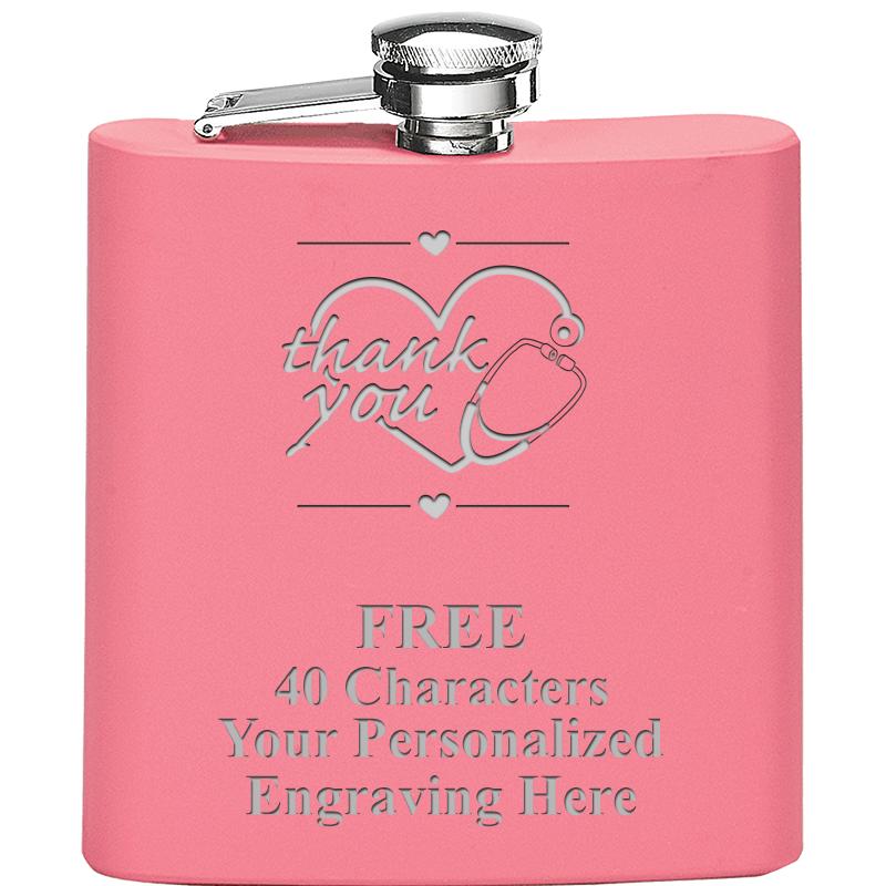 6OZ PINK STAINLESS STEEL FLASK