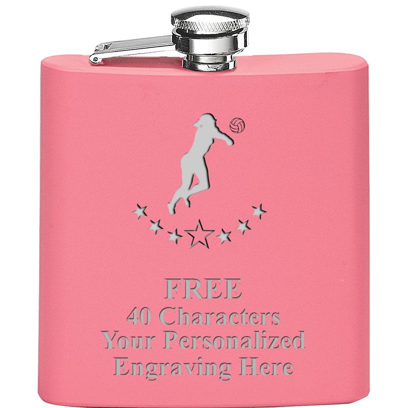 6OZ PINK STAINLESS STEEL FLASK