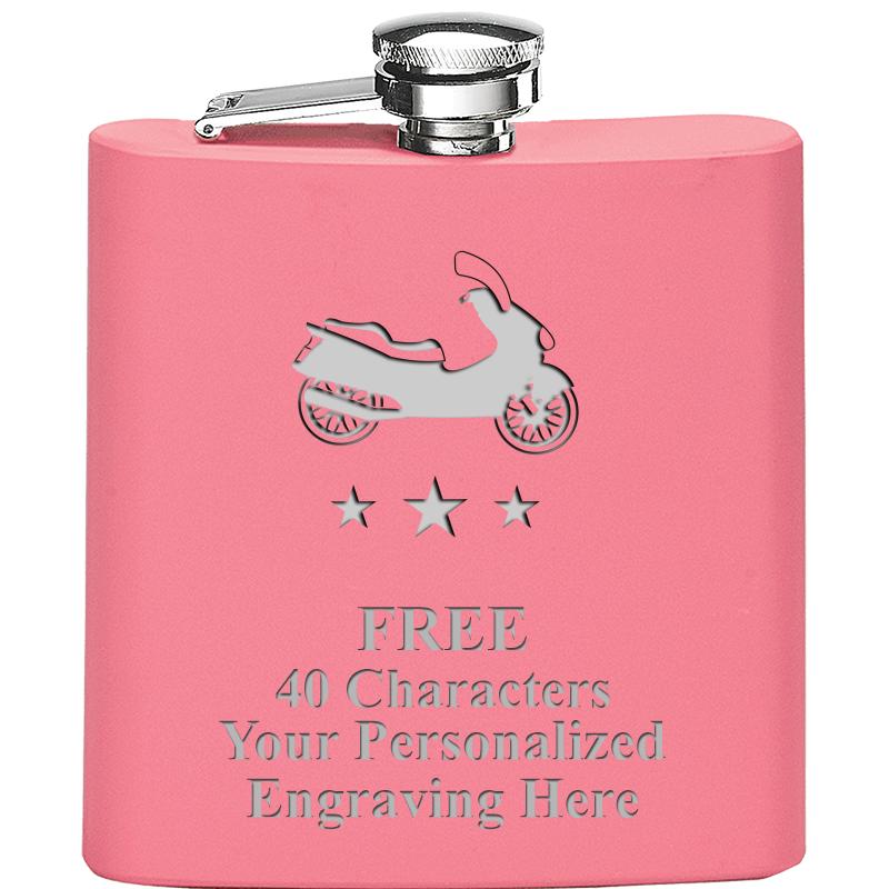 6OZ PINK STAINLESS STEEL FLASK