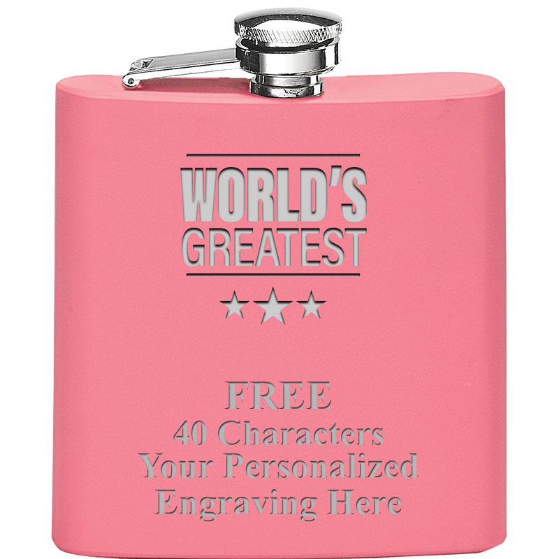 6OZ PINK STAINLESS STEEL FLASK