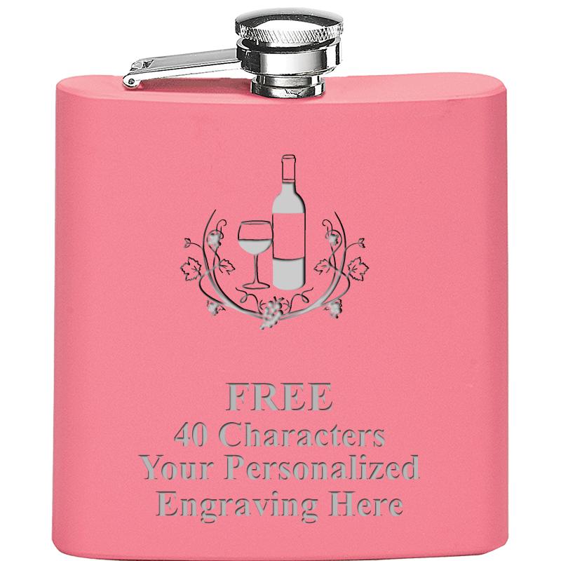 6OZ PINK STAINLESS STEEL FLASK