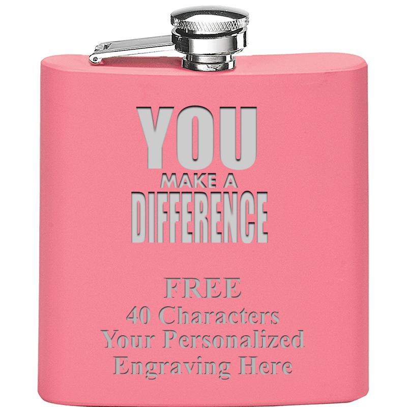6OZ PINK STAINLESS STEEL FLASK