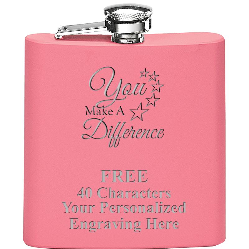 6OZ PINK STAINLESS STEEL FLASK