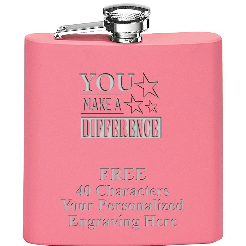 6OZ PINK STAINLESS STEEL FLASK