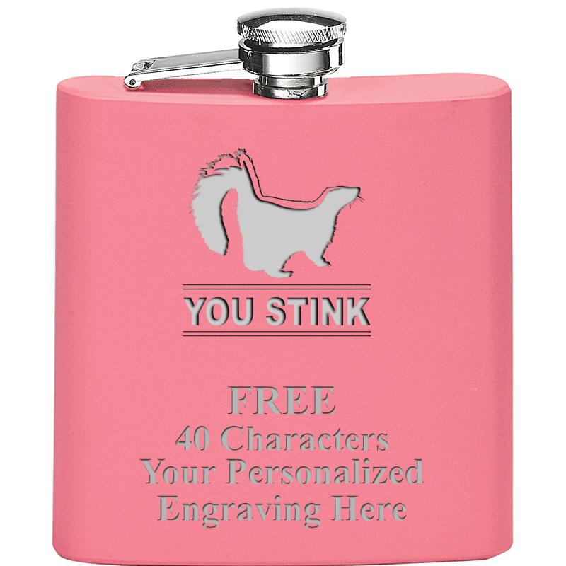 6OZ PINK STAINLESS STEEL FLASK