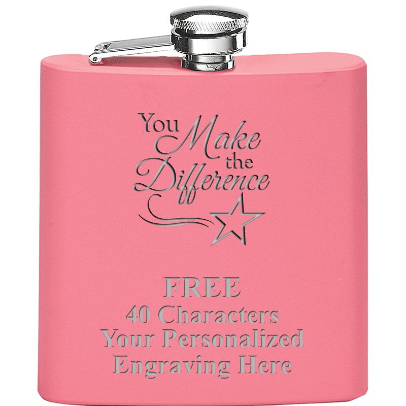 6OZ PINK STAINLESS STEEL FLASK