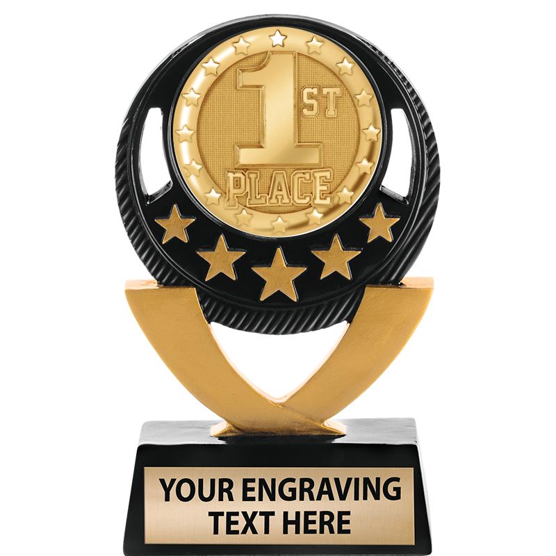 5"FIVE STAR BLK-GLD INS SCULP