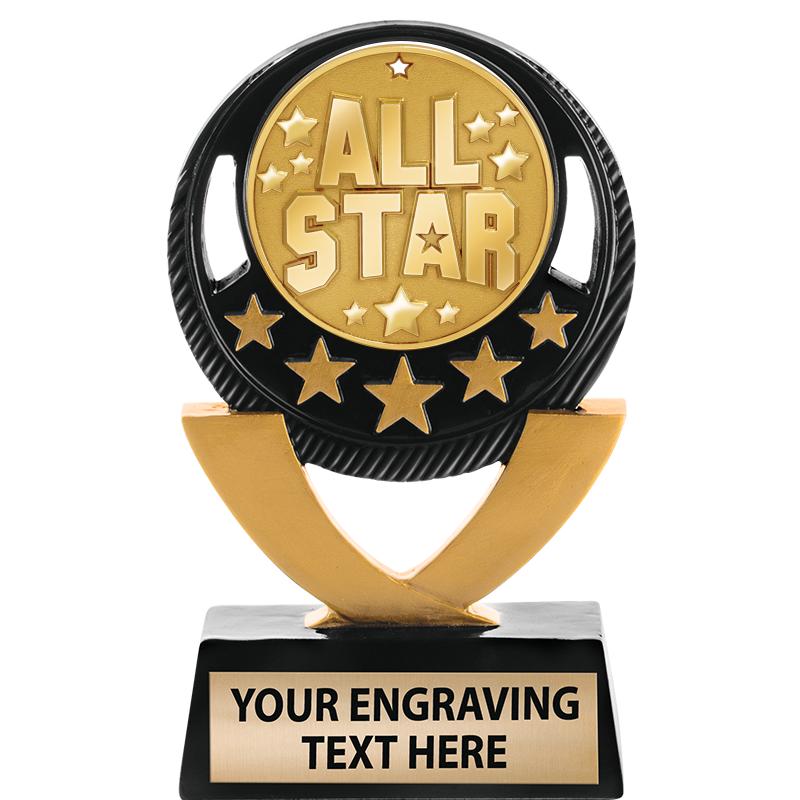 5"FIVE STAR BLK-GLD INS SCULP