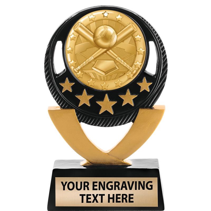 5"FIVE STAR BLK-GLD INS SCULP