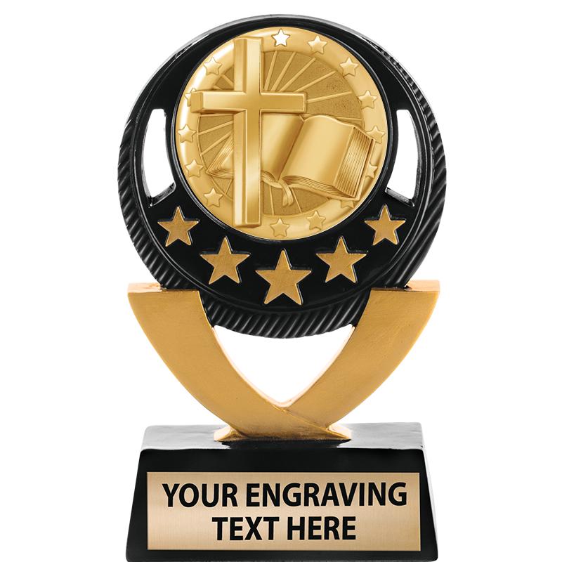 5"FIVE STAR BLK-GLD INS SCULP