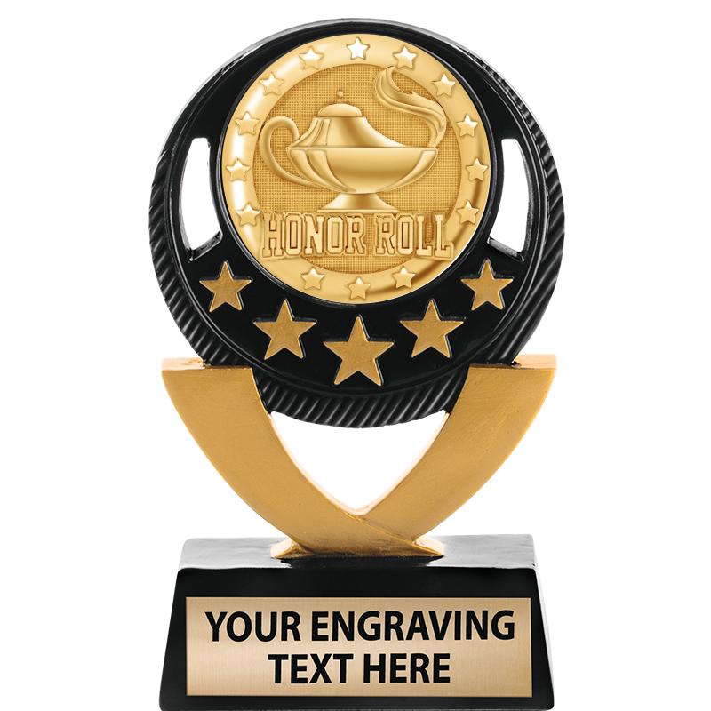 5"FIVE STAR BLK-GLD INS SCULP