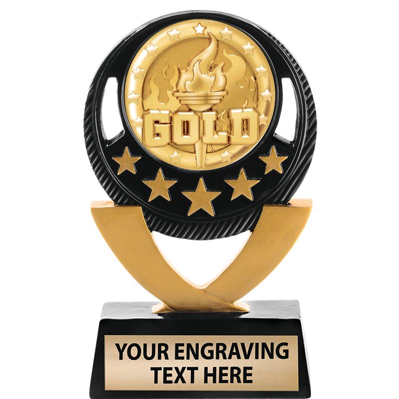 5"FIVE STAR BLK-GLD INS SCULP
