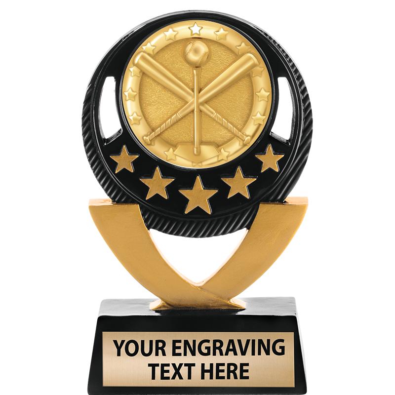 5"FIVE STAR BLK-GLD INS SCULP