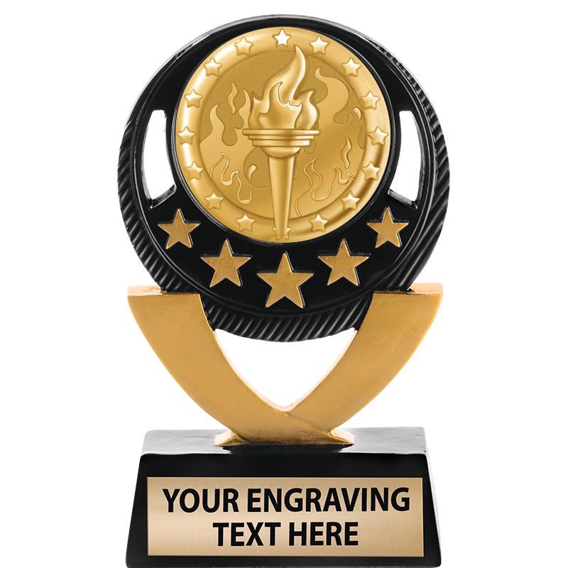 5"FIVE STAR BLK-GLD INS SCULP