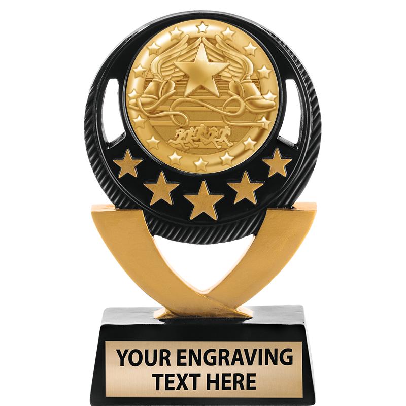 5"FIVE STAR BLK-GLD INS SCULP