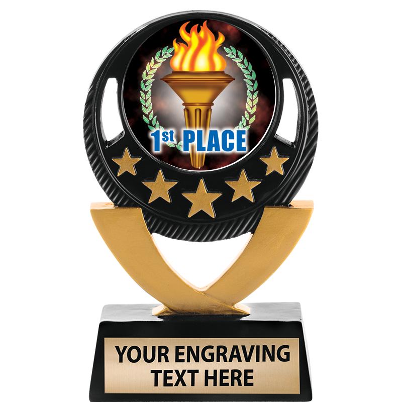 5"FIVE STAR BLK-GLD INS SCULP