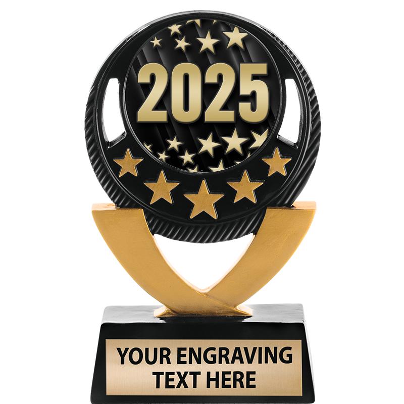 5"FIVE STAR BLK-GLD INS SCULP