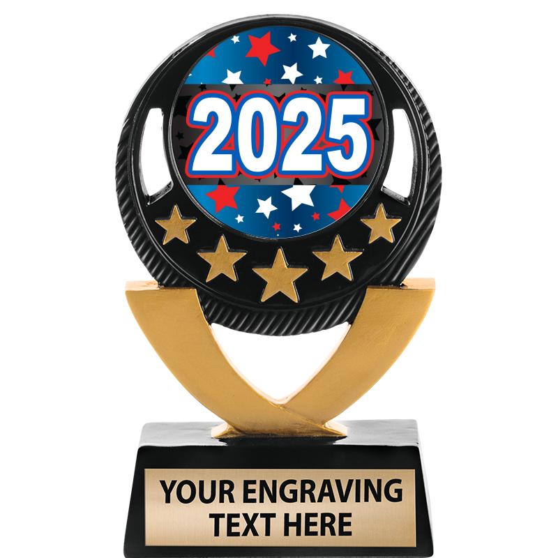 5"FIVE STAR BLK-GLD INS SCULP