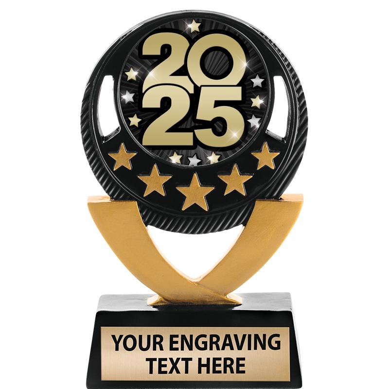 5"FIVE STAR BLK-GLD INS SCULP