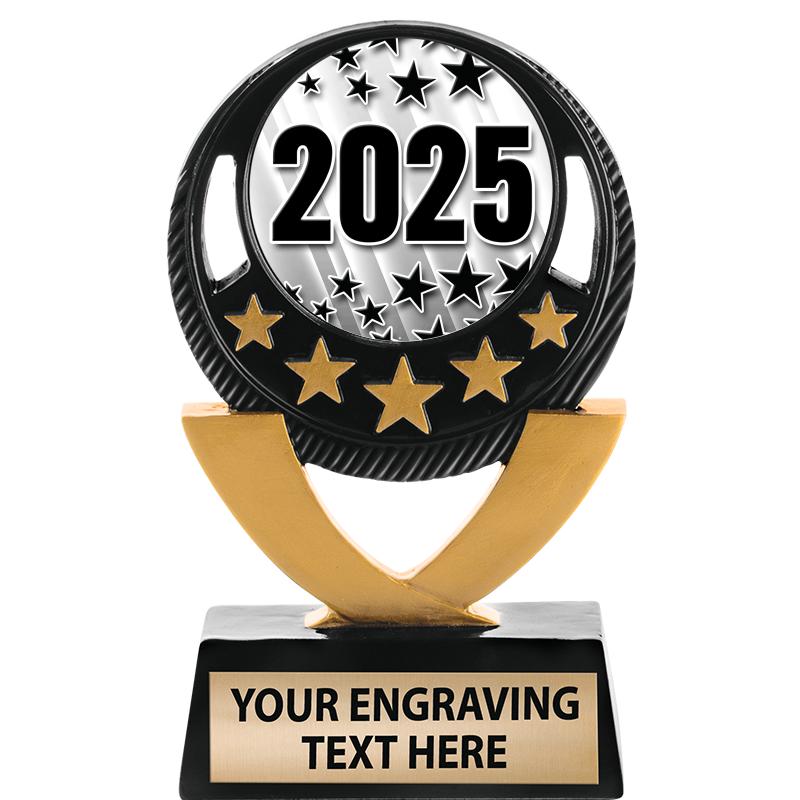 5"FIVE STAR BLK-GLD INS SCULP