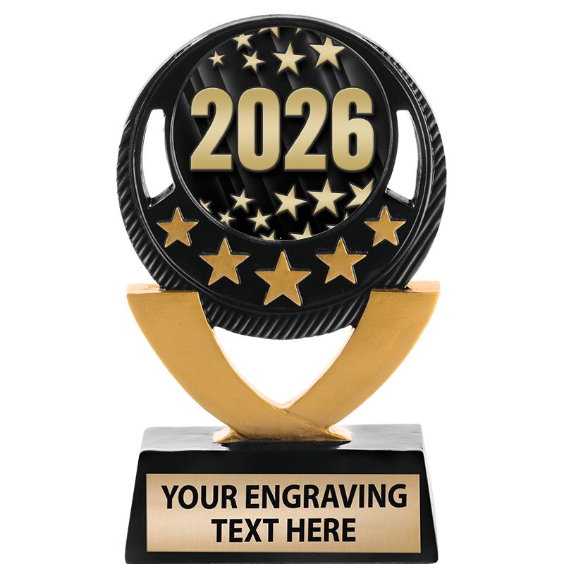 5"FIVE STAR BLK-GLD INS SCULP