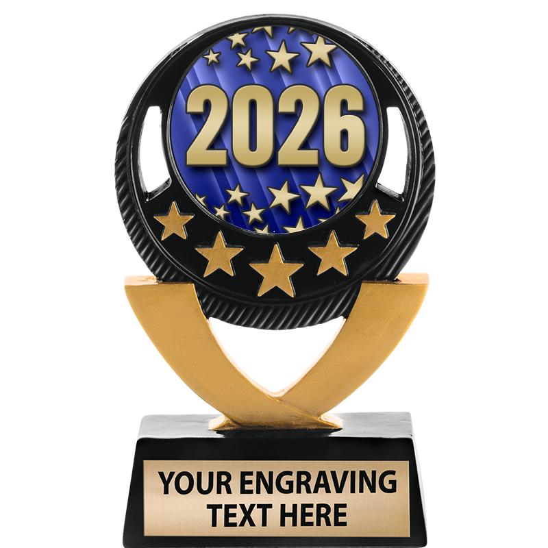 5"FIVE STAR BLK-GLD INS SCULP