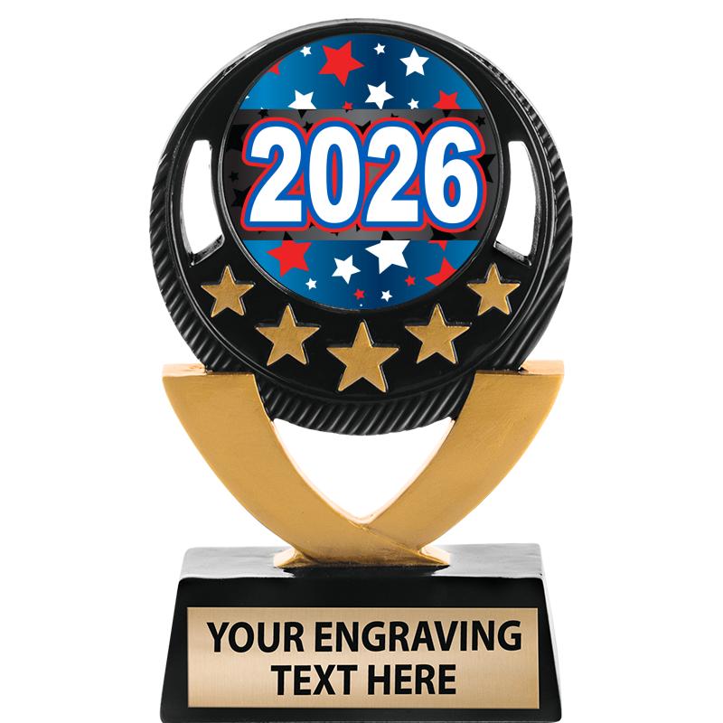 5"FIVE STAR BLK-GLD INS SCULP