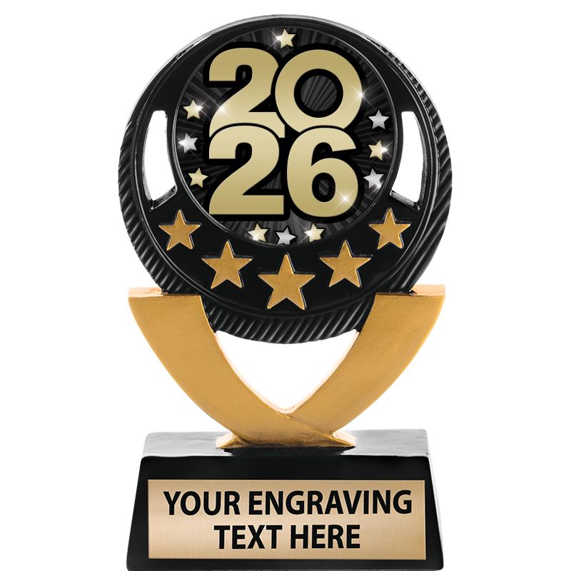 5"FIVE STAR BLK-GLD INS SCULP