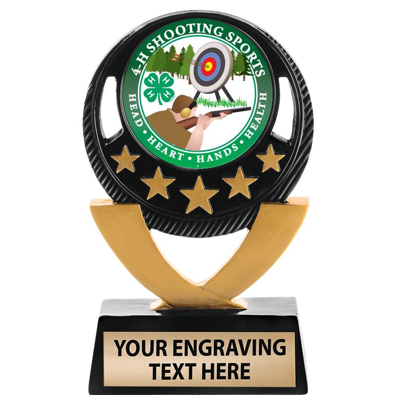 5"FIVE STAR BLK-GLD INS SCULP