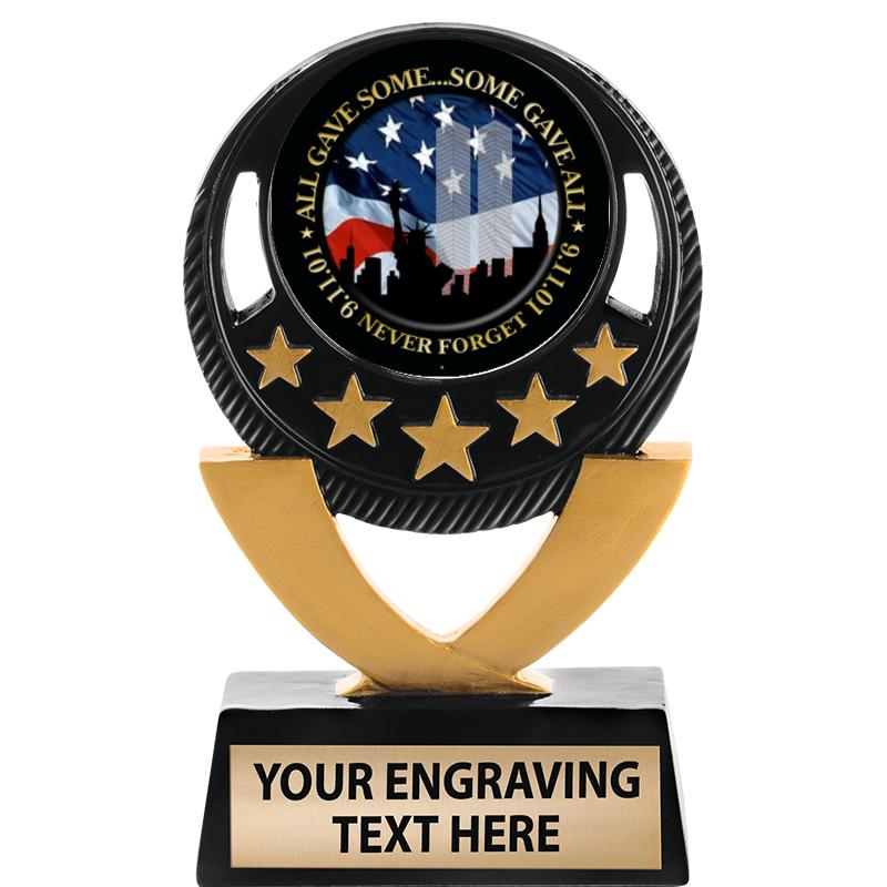 5"FIVE STAR BLK-GLD INS SCULP