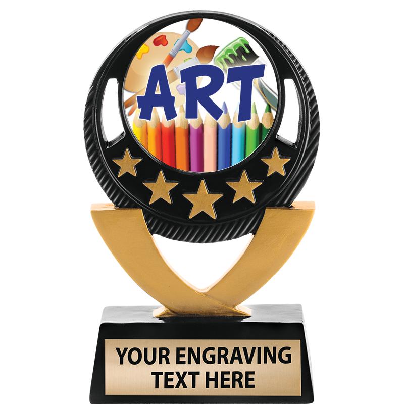 5"FIVE STAR BLK-GLD INS SCULP