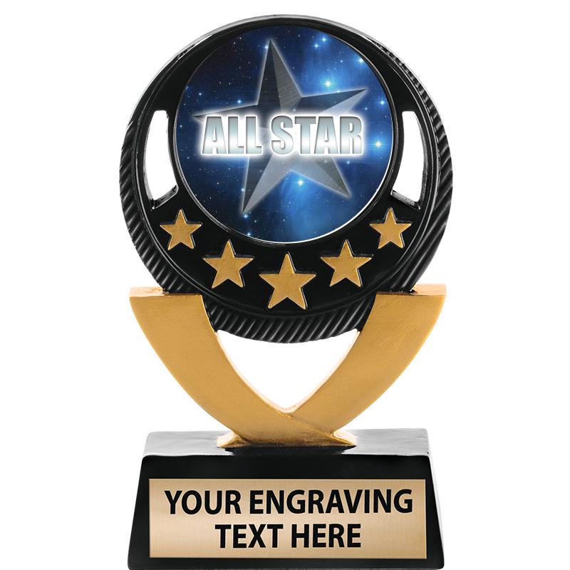 5"FIVE STAR BLK-GLD INS SCULP