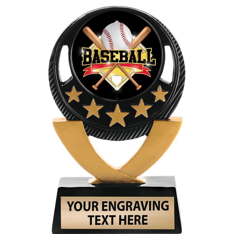 5"FIVE STAR BLK-GLD INS SCULP