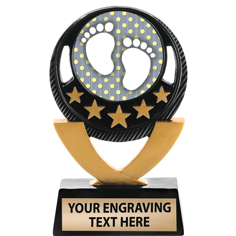 5"FIVE STAR BLK-GLD INS SCULP