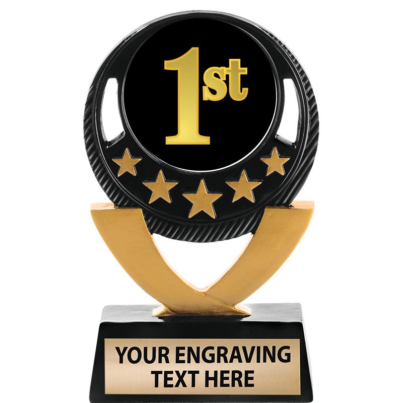 5"FIVE STAR BLK-GLD INS SCULP