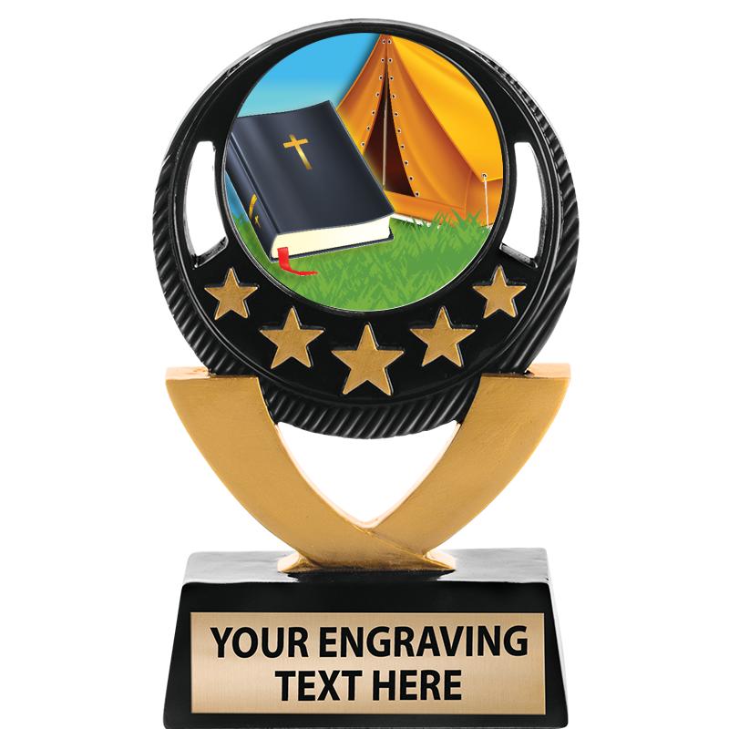 5"FIVE STAR BLK-GLD INS SCULP